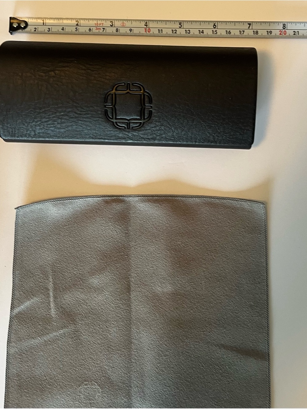 Blake Kuwahara Black Sunglasses Case with Embossed Logo and Cleaning Cloth